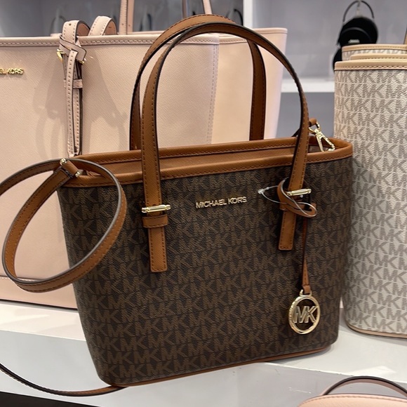 Michael Kors Jet Set Travel XS Carryall Tote Top Zip Tote Brown
